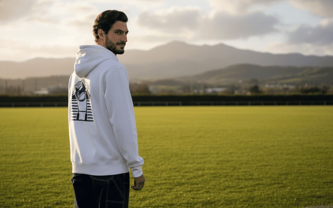 Sweat à capuche blanc - vue 3 quart gauche